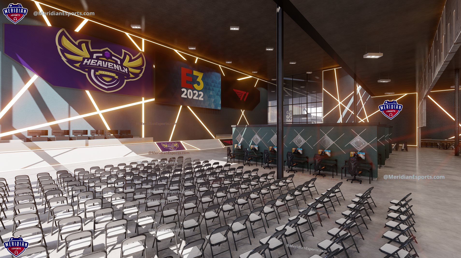 Meridian eSports gaming, tournament and drone training environments